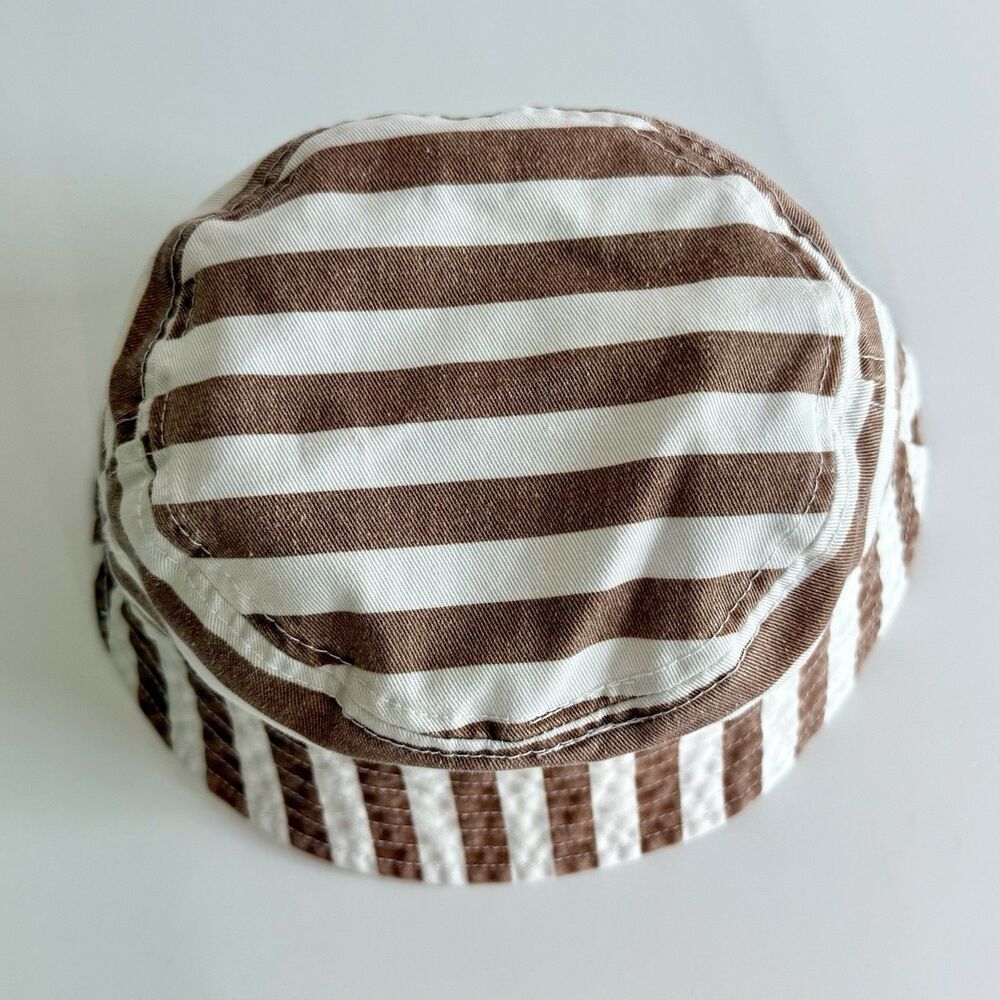 AERIE Bucket Hat Women's Sz O/S Brown & White Striped Cotton NWT Summer Beach - Picture 10 of 10